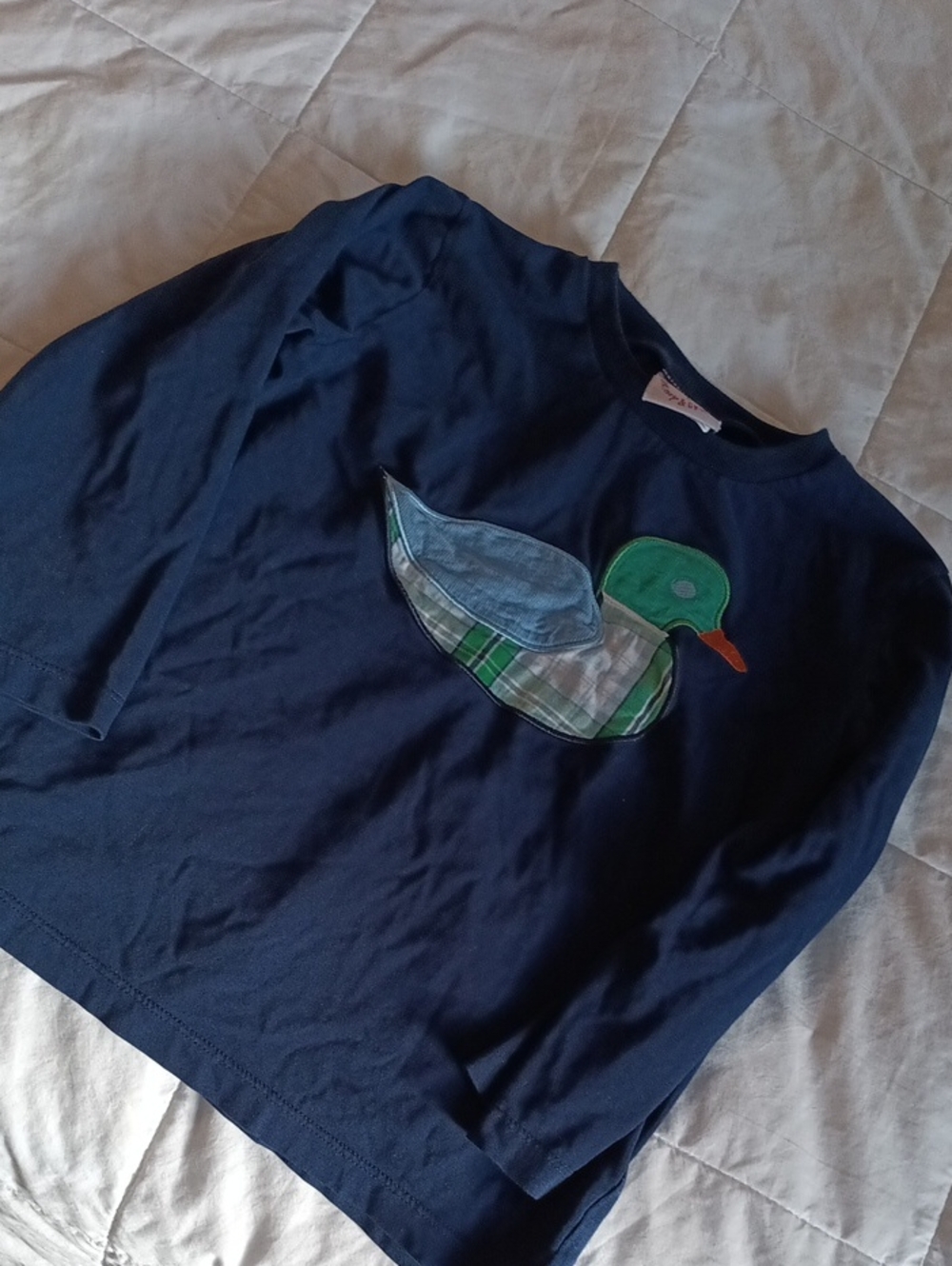 Children's Navy Long-Sleeve Tee with Duck Appliqué by Shrimp & Grits